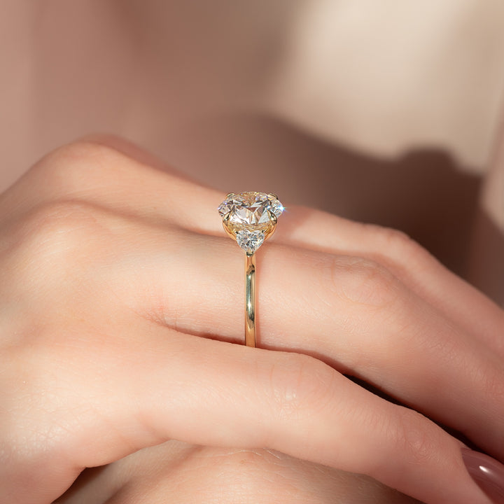 The Hearts Leona Round Lab Diamond Moissanite Engagement Ring *Shown with 3 ct #material_gold