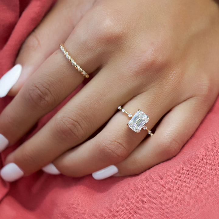 The Hidden Halo Morgan Emerald Lab Diamond Moissanite Engagement Ring *Shown with 2.5 ct #material_gold