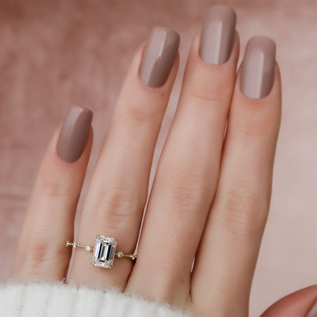 The Hidden Halo Morgan Emerald Lab Diamond Moissanite Engagement Ring