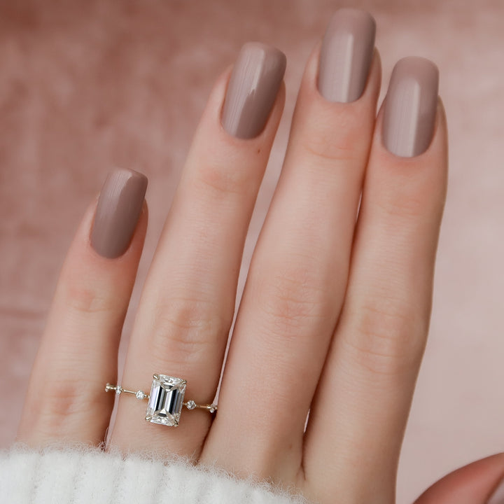 The Hidden Halo Morgan Emerald Lab Diamond Moissanite Engagement Ring *Shown with 2 ct #material_gold