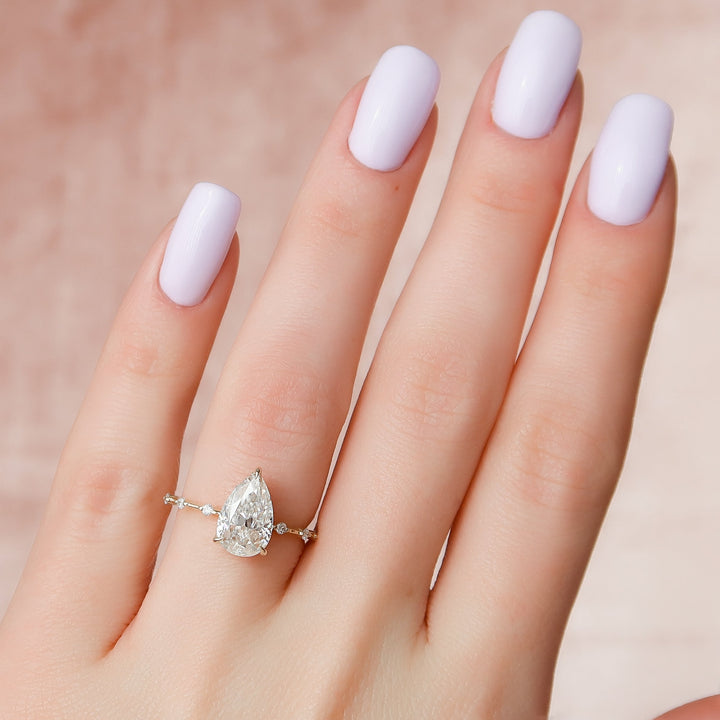 The Hidden Halo Morgan Pear Lab Diamond Moissanite Engagement Ring *Shown with 2 ct #material_gold