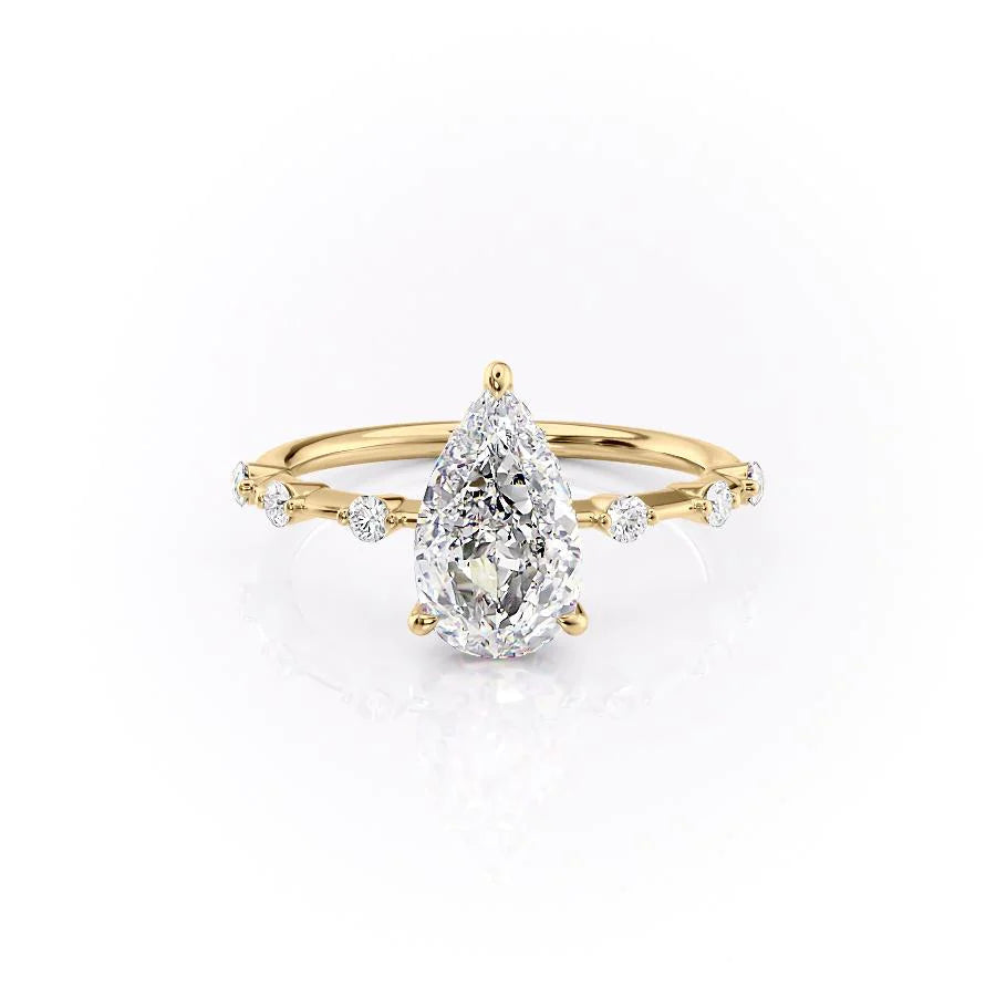 The Hidden Halo Morgan Set With Pear Side Stone Lab Diamond 1 Carat 14K Gold#material_gold