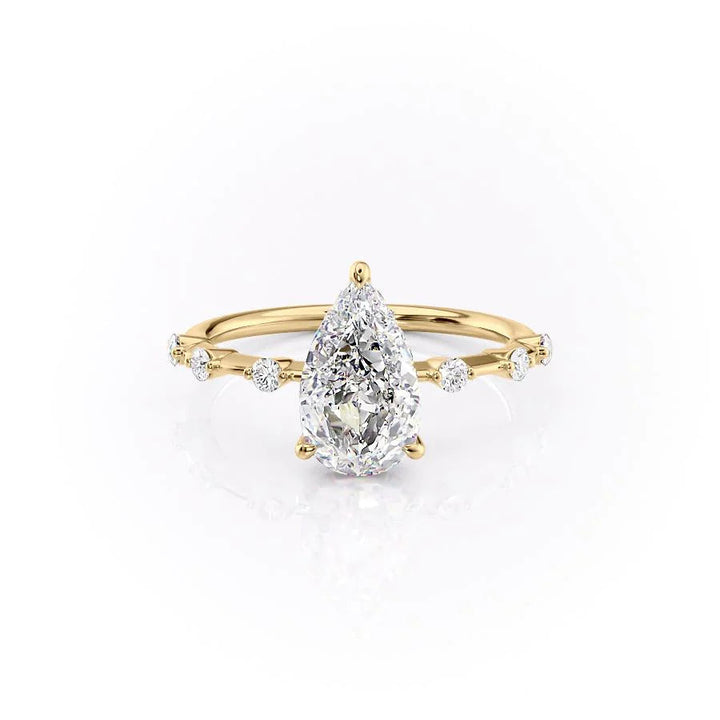The Hidden Halo Morgan Set With Pear Side Stone Lab Diamond 1 Carat 14K Gold#material_gold