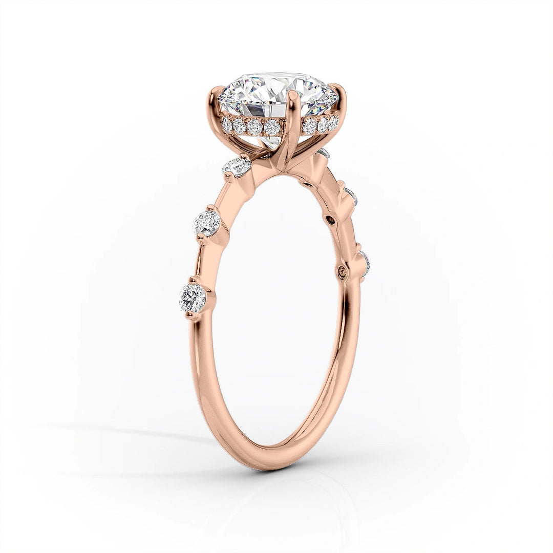 The Hidden Halo Morgan Set With Pear Side Stone Lab Diamond 1.5 Carat 14K Rose#material_rose