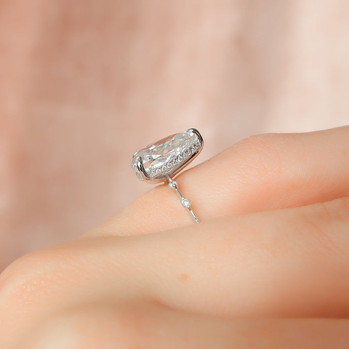 The Hidden Halo Morgan Pear Lab Diamond Moissanite Engagement Ring *Shown with 2.5 ct #material_white