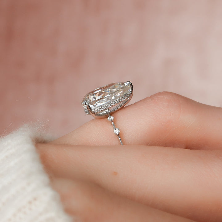 The Hidden Halo Morgan Pear Lab Diamond Moissanite Engagement Ring *Shown with 4.5 ct #material_white