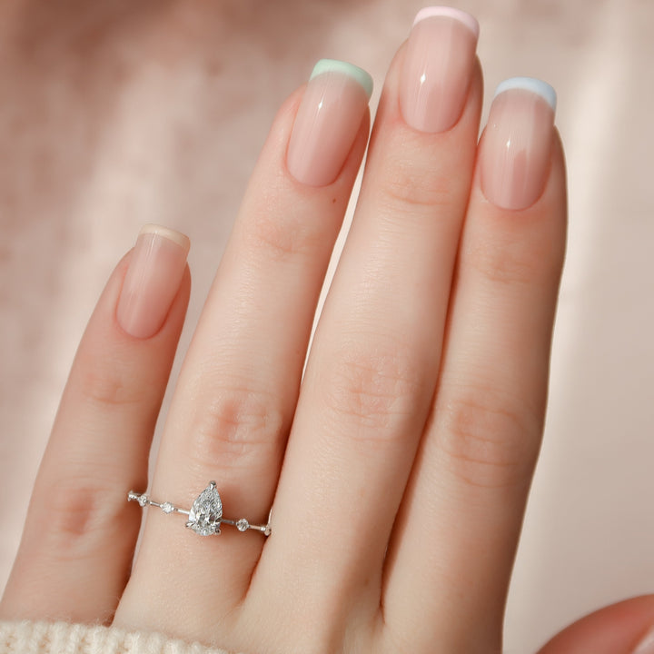 The Hidden Halo Morgan Pear Lab Diamond Moissanite Engagement Ring *Shown with 0.5 ct #material_white