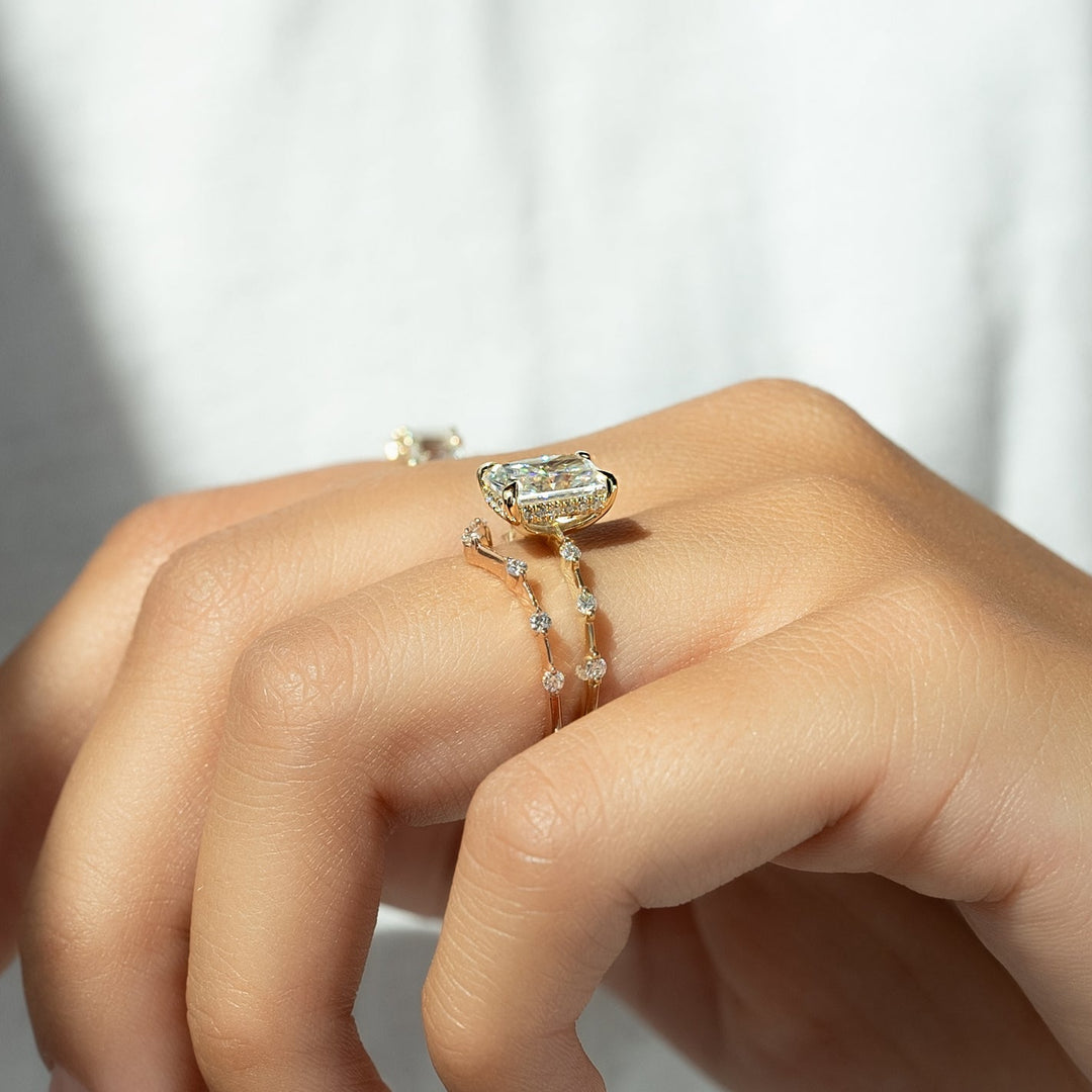 The Hidden Halo Morgan Radiant Lab Diamond Moissanite Engagement Ring