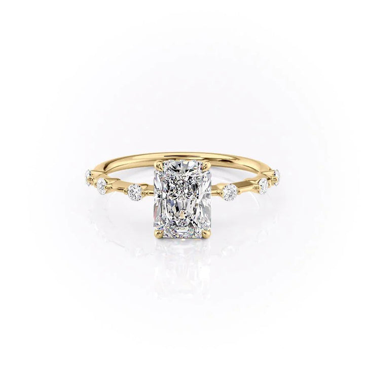 The Hidden Halo Morgan Set With Radiant Side Stone Lab Diamond 1 Carat 14K Gold#material_gold