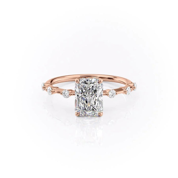 The Hidden Halo Morgan Set With Radiant Side Stone Lab Diamond 1 Carat 14K Rose#material_rose