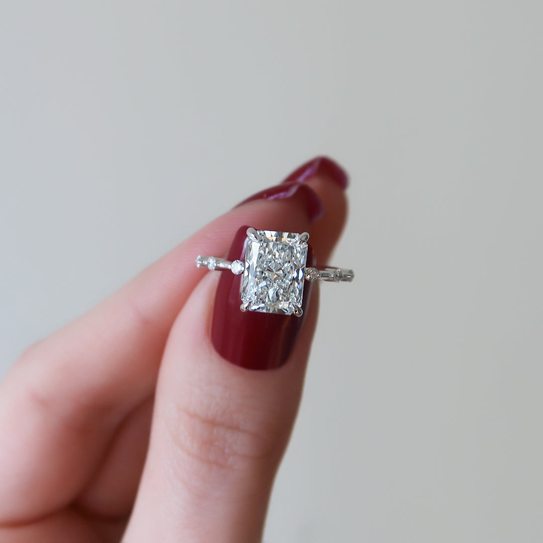 The Hidden Halo Morgan Radiant Lab Diamond Moissanite Engagement Ring