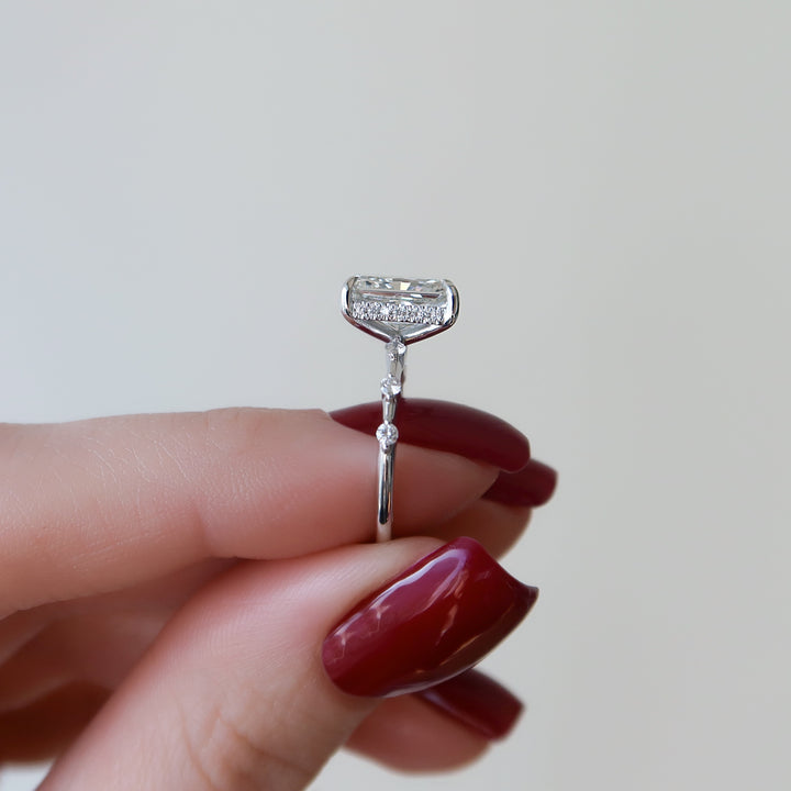 The Hidden Halo Morgan Radiant Lab Diamond Moissanite Engagement Ring *Shown with 2.5 ct #material_white