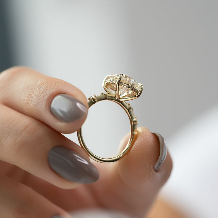 The Hidden Halo Morgan Round Lab Diamond Moissanite Engagement Ring *Shown with 5 ct #material_gold