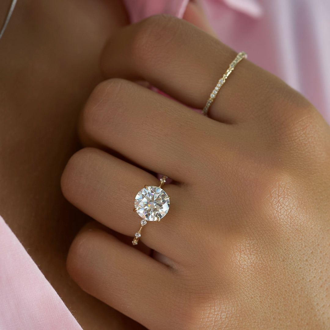 The Hidden Halo Morgan Round Lab Diamond Moissanite Engagement Ring