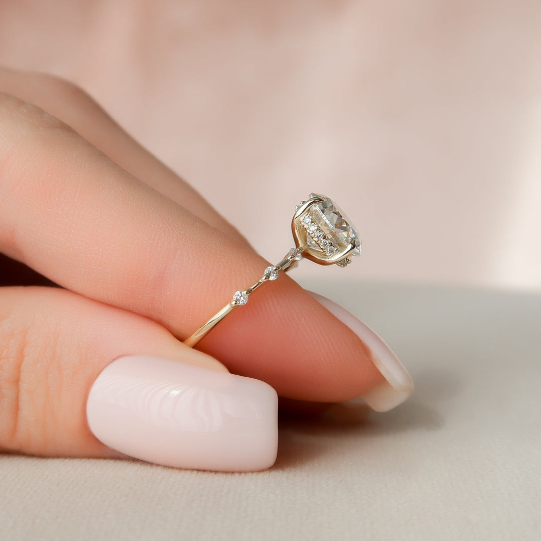 The Hidden Halo Morgan Round Lab Diamond Moissanite Engagement Ring