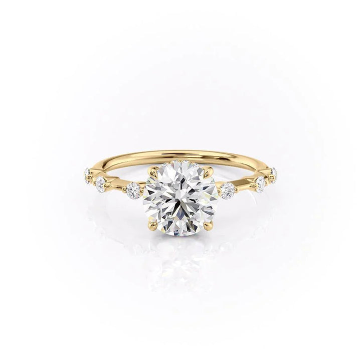 The Hidden Halo Morgan Set With Round Side Stone Lab Diamond 1 Carat 14K Gold#material_gold