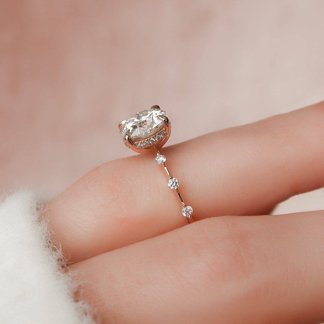 The Hidden Halo Morgan Round Lab Diamond Moissanite Engagement Ring