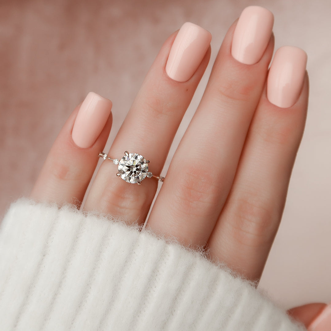 The Hidden Halo Morgan Set With Round Side Stone Lab Diamond 2 Carat 18K Rose#material_rose