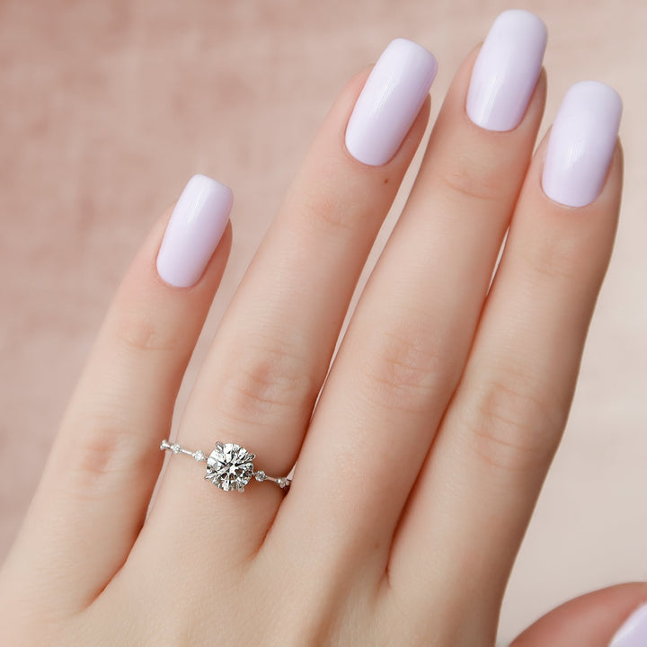 The Hidden Halo Morgan Round Lab Diamond Moissanite Engagement Ring *Shown with 1 ct #material_white