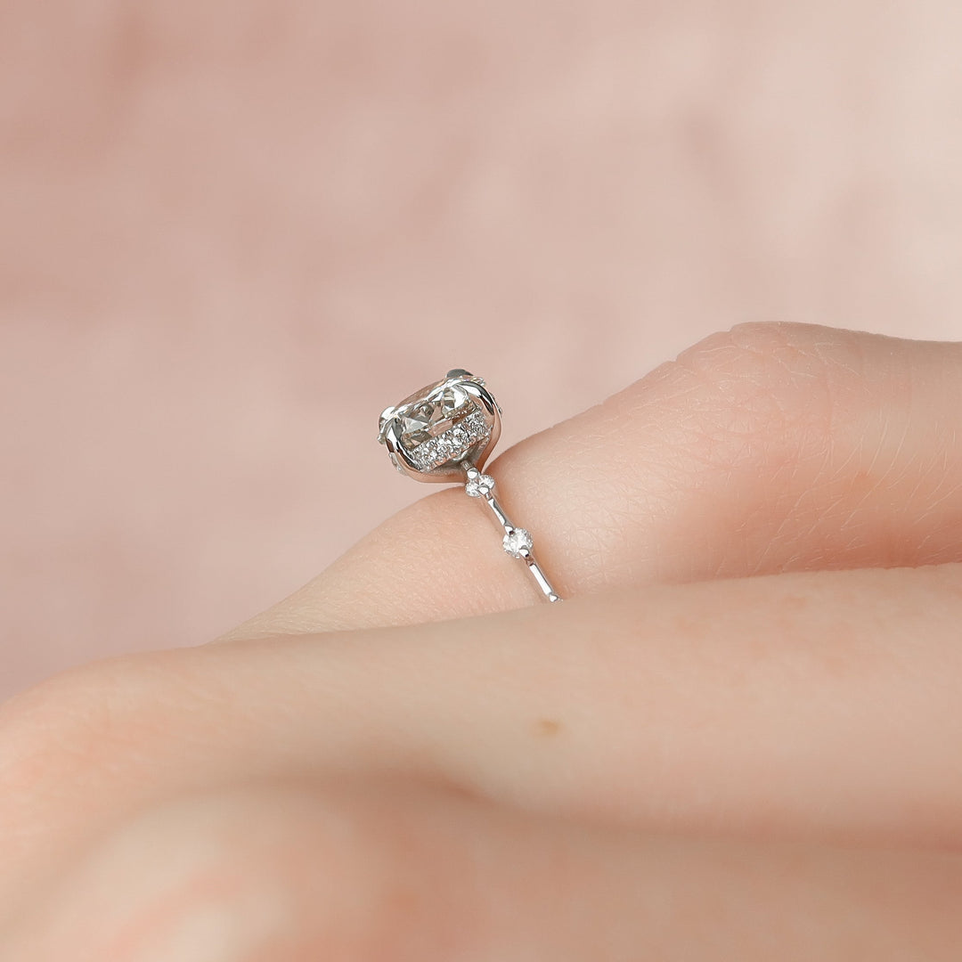 The Hidden Halo Morgan Round Lab Diamond Moissanite Engagement Ring