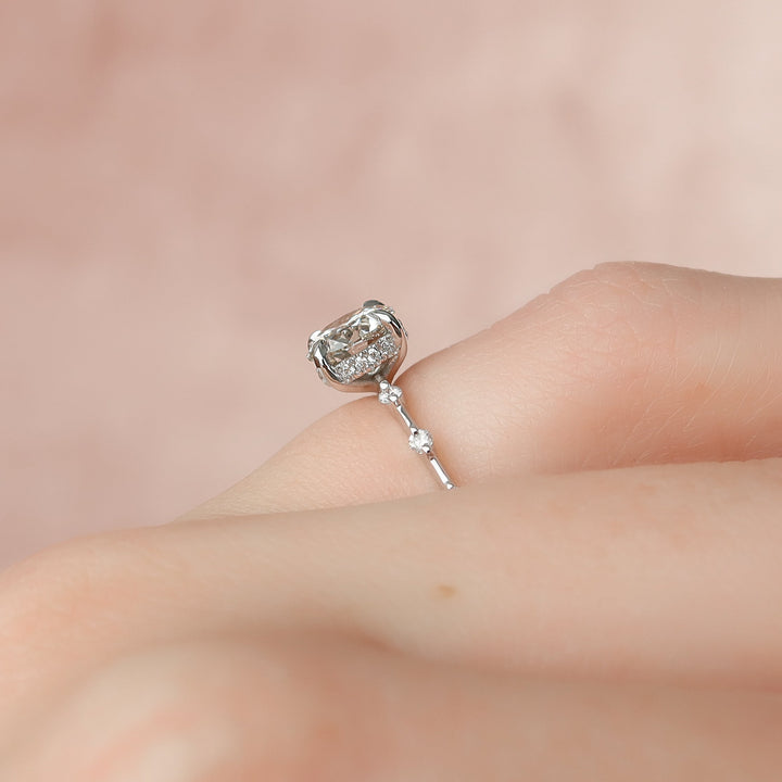 The Hidden Halo Morgan Round Lab Diamond Moissanite Engagement Ring *Shown with 1 ct #material_white