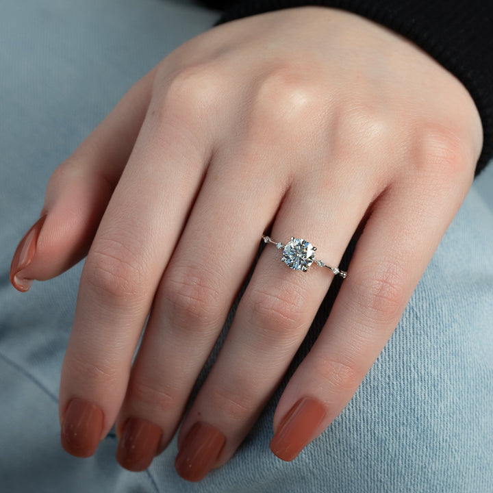 The Hidden Halo Morgan Round Lab Diamond Moissanite Engagement Ring *Shown with 1.5 ct #material_white