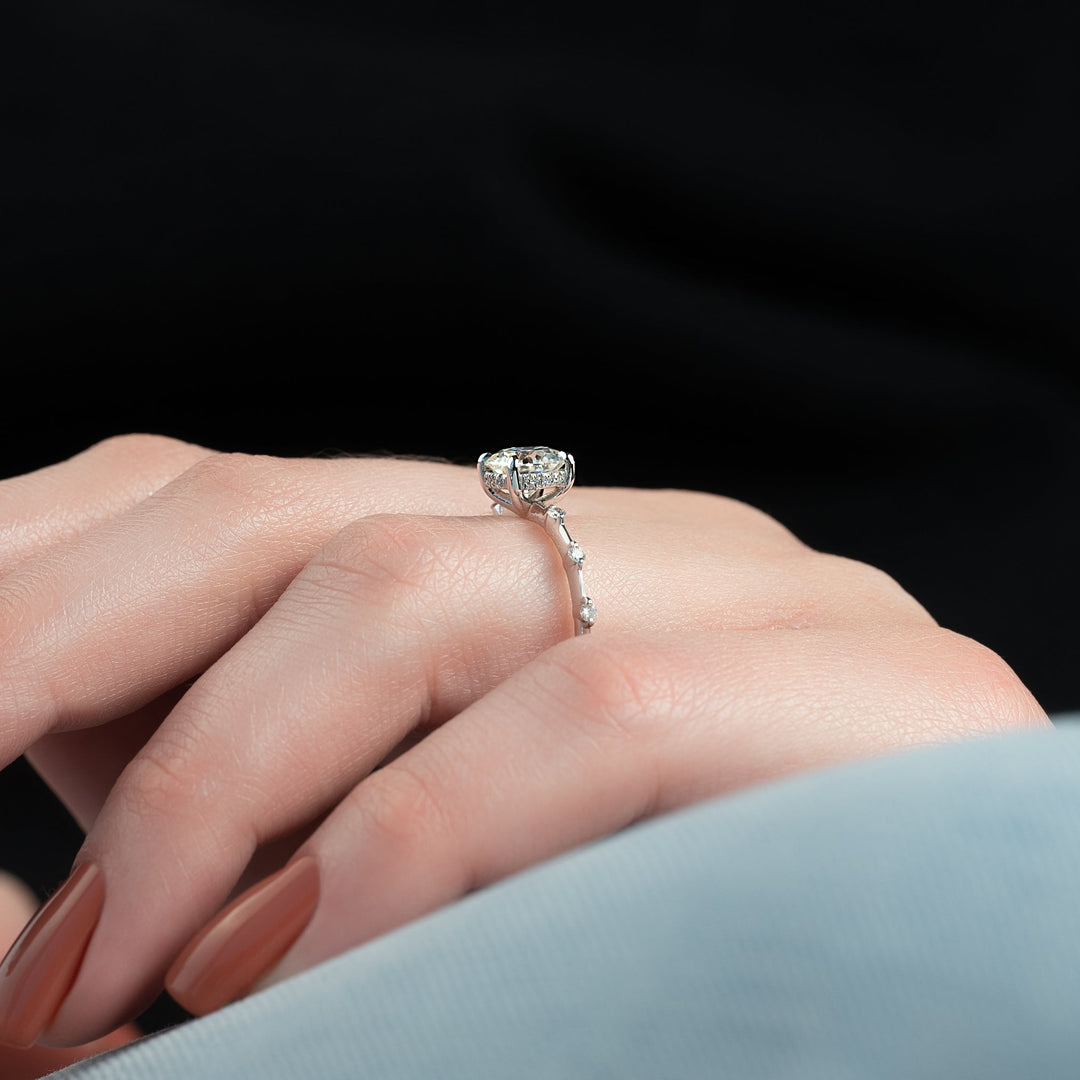 The Hidden Halo Morgan Round Lab Diamond Moissanite Engagement Ring