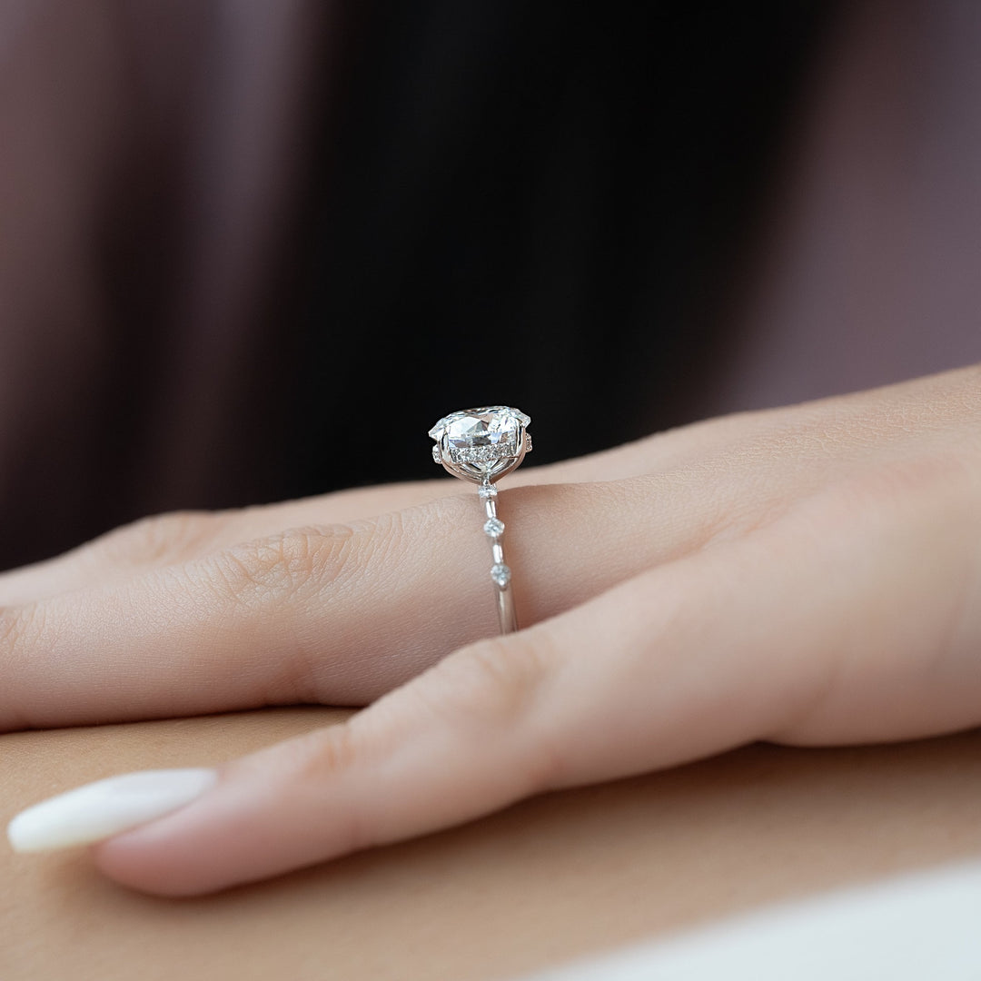 The Hidden Halo Morgan Round Lab Diamond Moissanite Engagement Ring