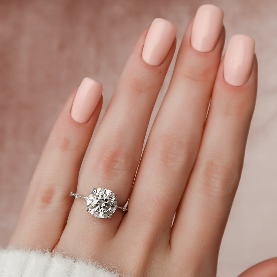 The Hidden Halo Morgan Round Lab Diamond Moissanite Engagement Ring