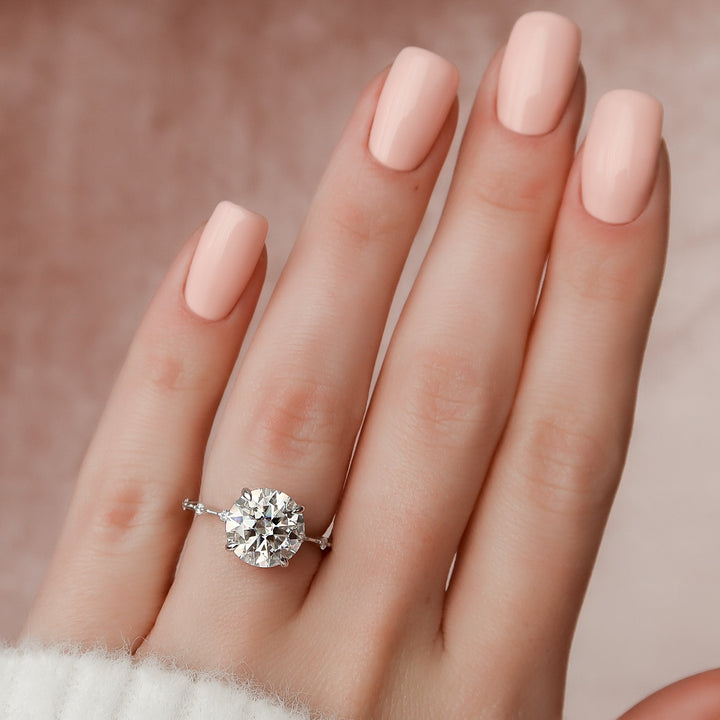 The Hidden Halo Morgan Round Lab Diamond Moissanite Engagement Ring *Shown with 3.5 ct #material_white