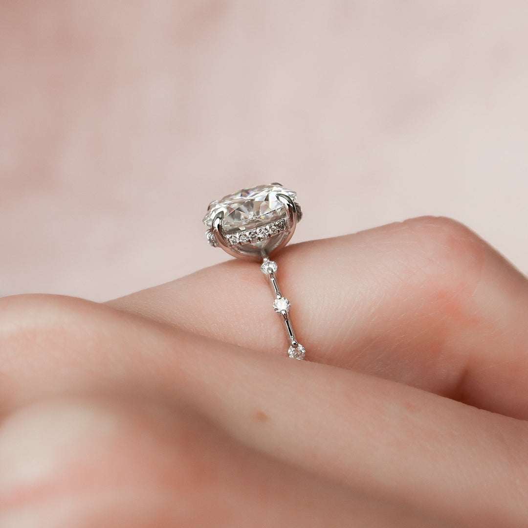 The Hidden Halo Morgan Round Lab Diamond Moissanite Engagement Ring