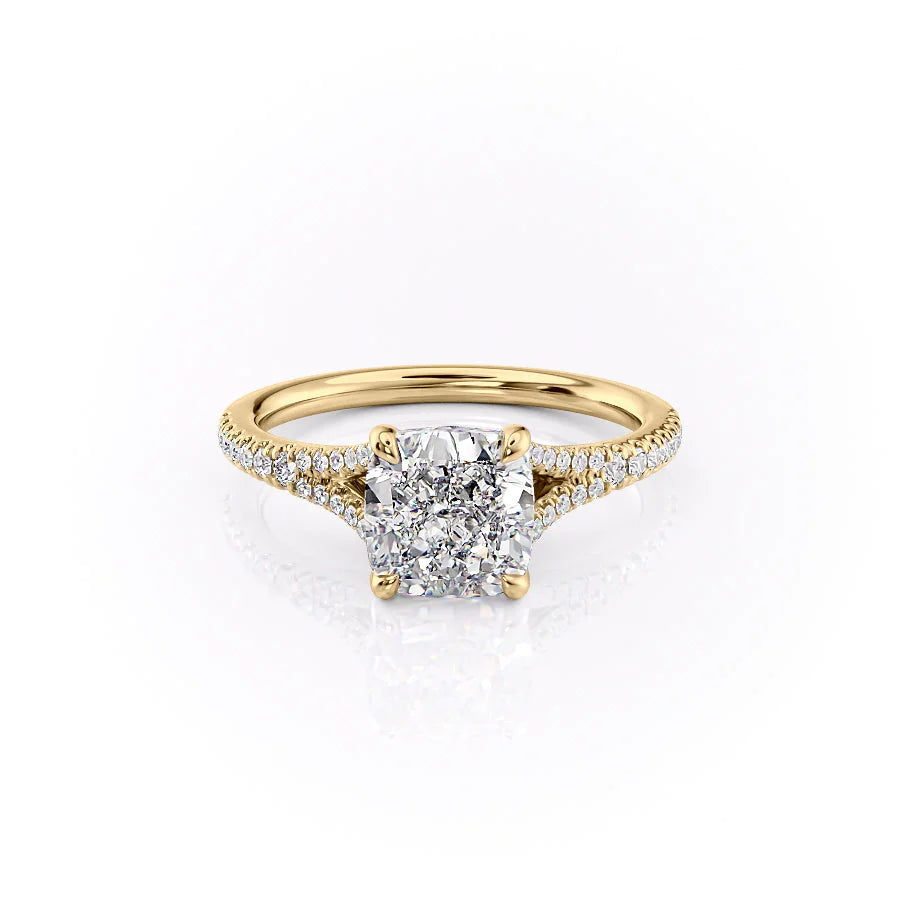 The Jessie Set With Cushion Pave Lab Diamond 1 Carat 14K Gold#material_gold