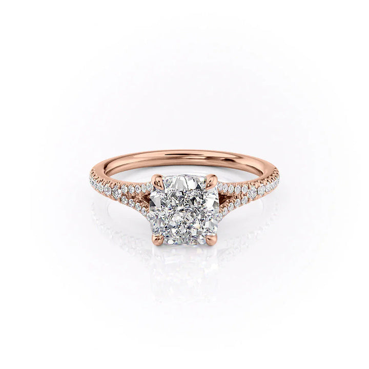 The Jessie Set With Cushion Pave Lab Diamond 1 Carat 14K Rose#material_rose