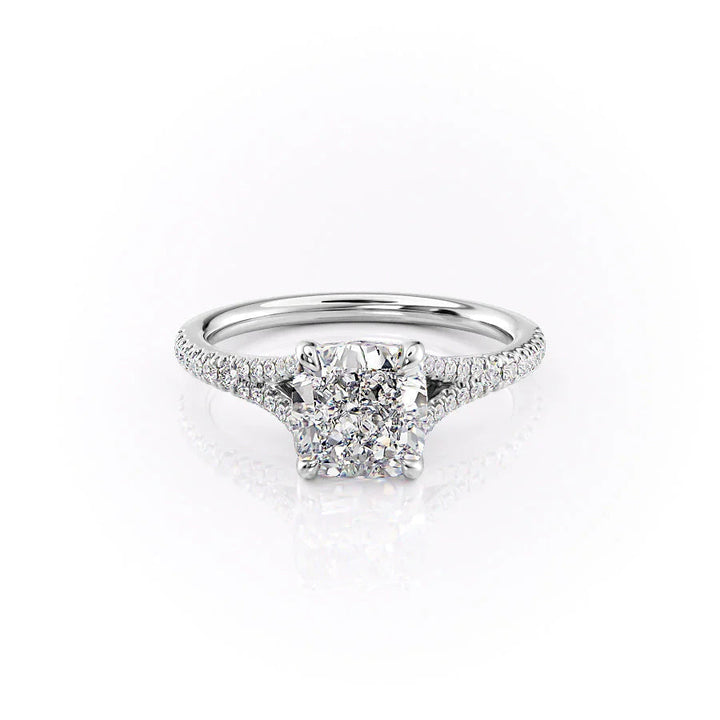 The Jessie Set With Cushion Pave Lab Diamond 1 Carat 14K White#material_white