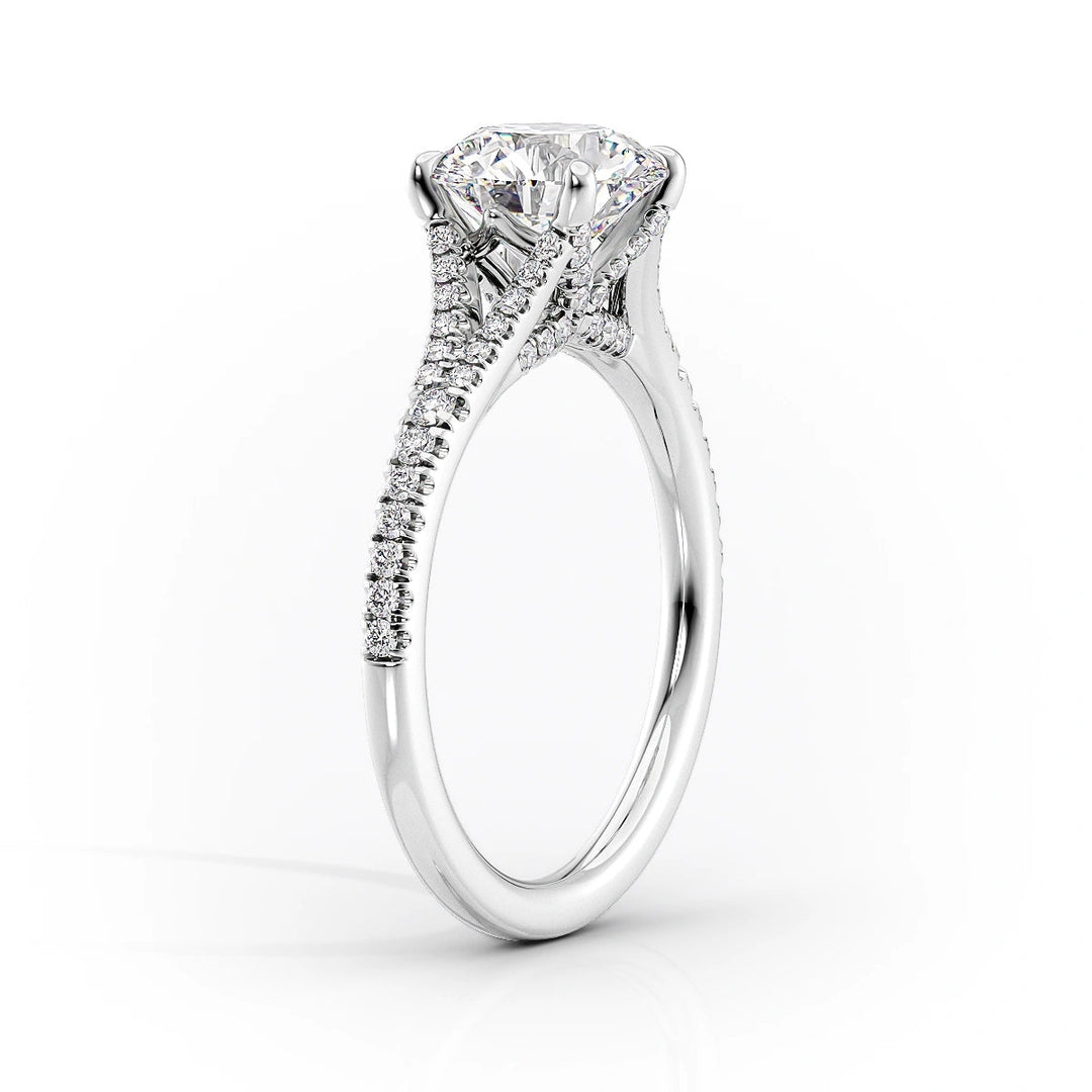 The Jessie Set With Cushion Pave Lab Diamond 1.5 Carat 14K White#material_white