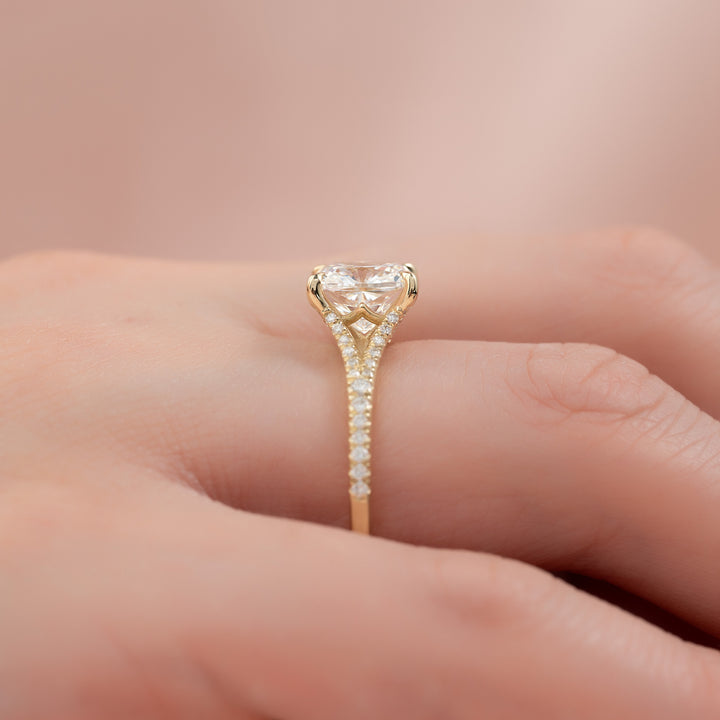 The Jessie Cushion Lab Diamond Moissanite Engagement Ring *Shown with 2.5 ct #material_gold