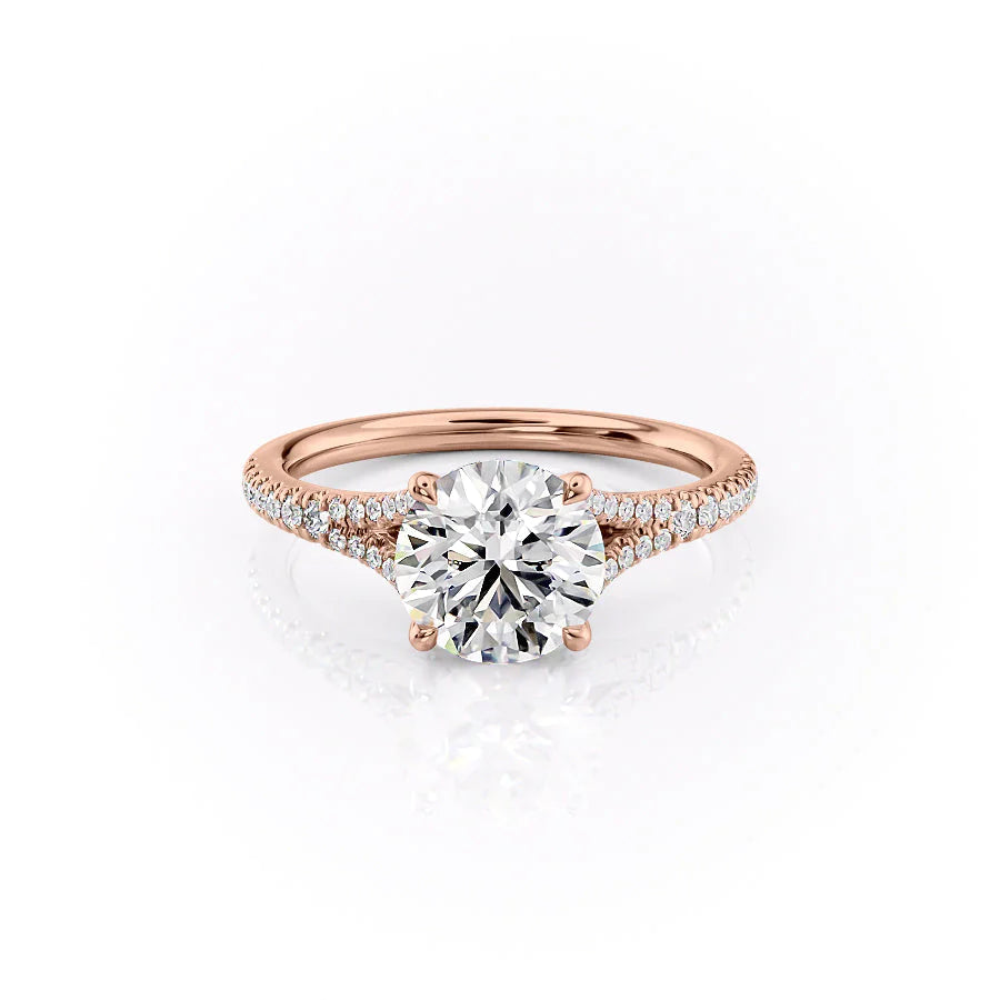 The Jessie Set With Round Pave Lab Diamond 1 Carat 14K Rose#material_rose