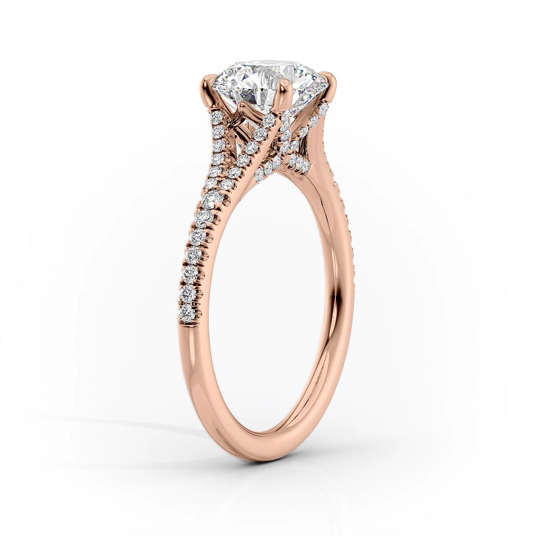 The Jessie Set With Round Pave Lab Diamond 1.5 Carat 14K Rose#material_rose