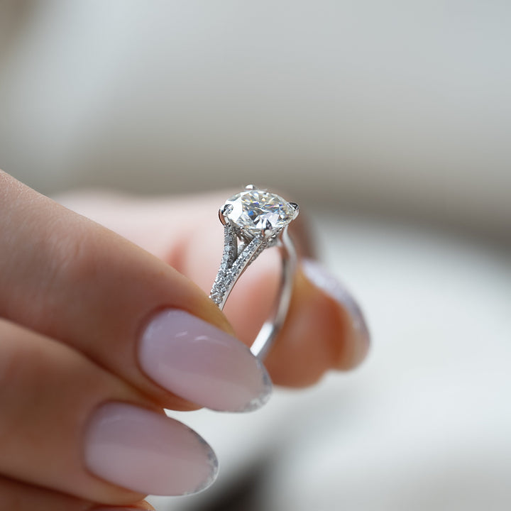The Jessie Round Lab Diamond Moissanite Engagement Ring *Shown with 2 ct #material_white