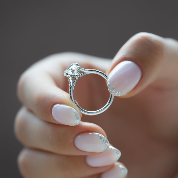 The Jessie Round Lab Diamond Moissanite Engagement Ring *Shown with 2 ct #material_white