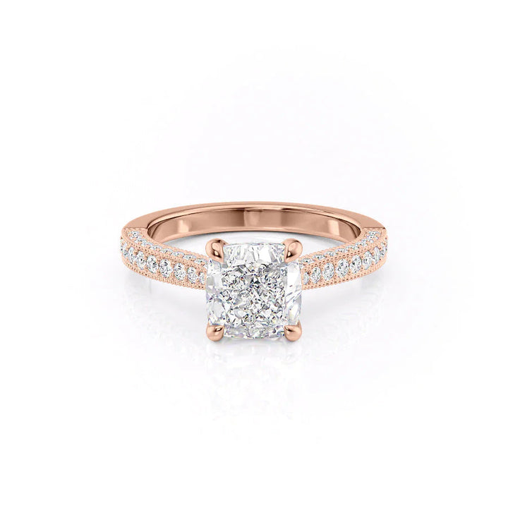 The Josephine Set With Cushion Vintage Lab Diamond 1 Carat 14K Rose#material_rose