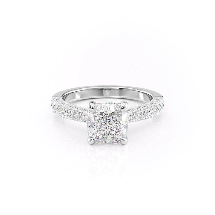 The Josephine Set With Cushion Vintage Lab Diamond 1 Carat 14K White#material_white