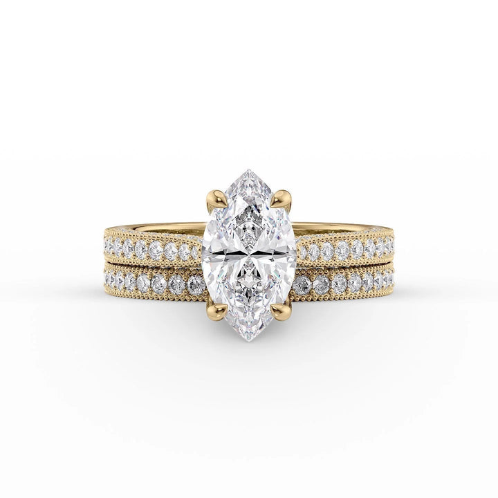 The Josephine Set With Marquise Vintage Lab Diamond 2 Carat 14K Gold#material_gold