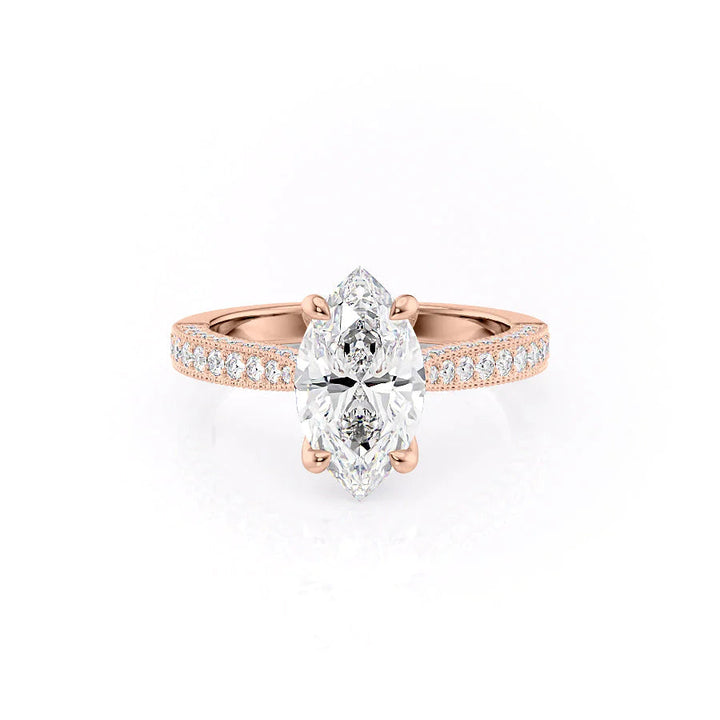 The Josephine Set With Marquise Vintage Lab Diamond 1 Carat 14K Rose#material_rose