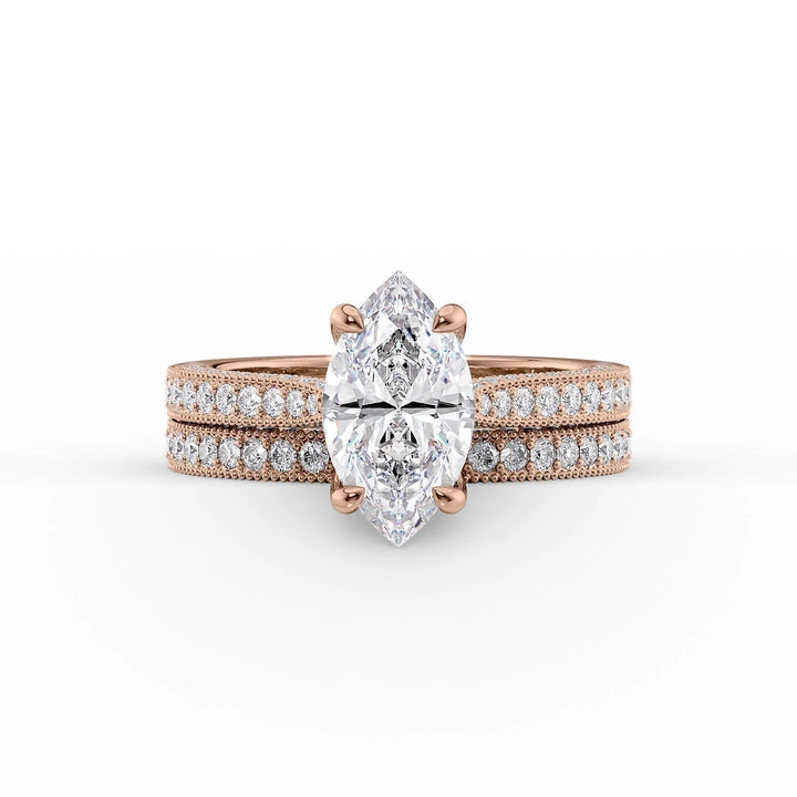 The Josephine Set With Marquise Vintage Lab Diamond 2 Carat 14K Rose#material_rose