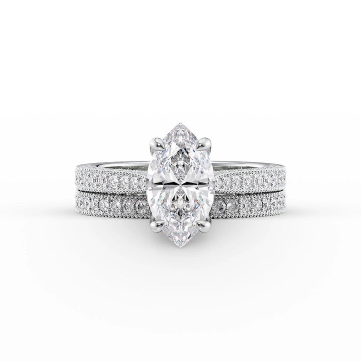 The Josephine Set With Marquise Vintage Lab Diamond 2 Carat 14K White#material_white
