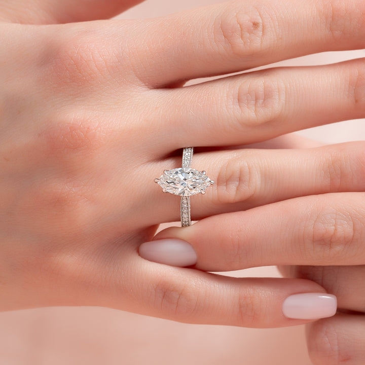 The Josephine Marquise Lab Diamond Moissanite Engagement Ring *Shown with 2.5 ct #material_white