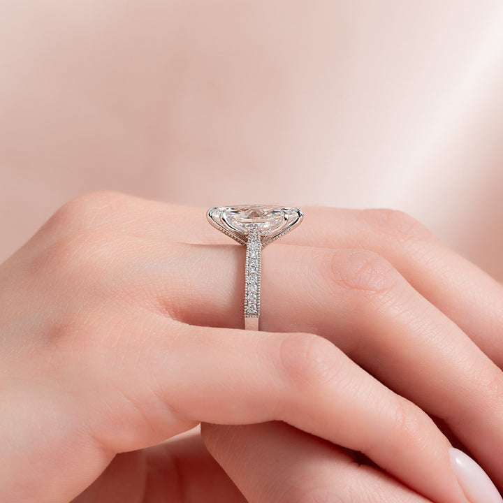 The Josephine Marquise Lab Diamond Moissanite Engagement Ring *Shown with 2.5 ct #material_white