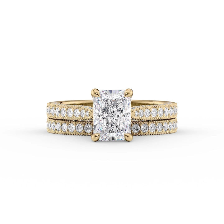 The Josephine Set With Radiant Vintage Lab Diamond 2 Carat 14K Gold#material_gold