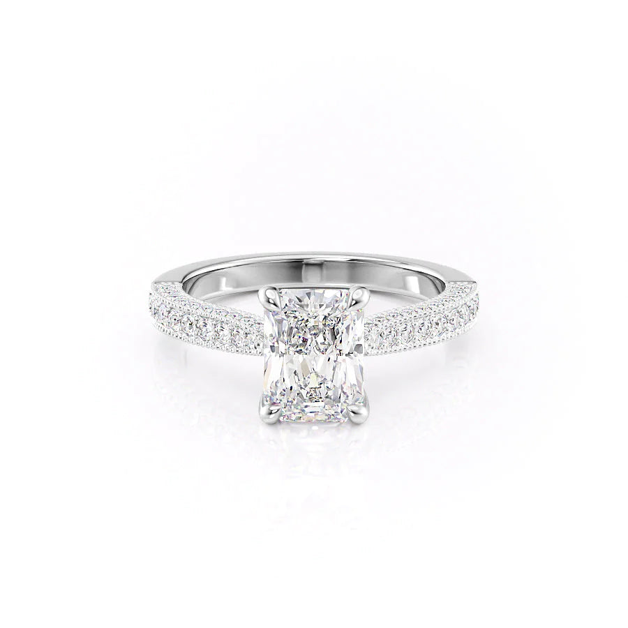 The Josephine Set With Radiant Vintage Lab Diamond 1 Carat 14K White#material_white